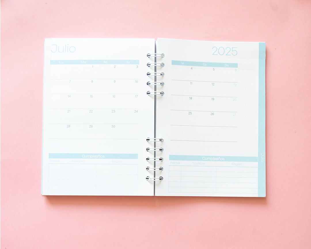 Agenda anual semanal 2026 - Diseño tonos pastel