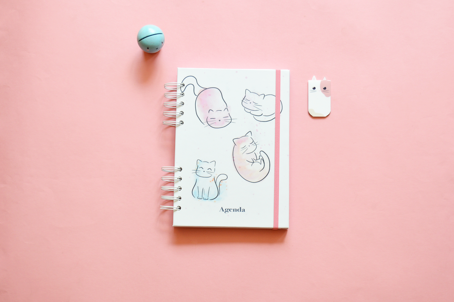 Agenda anual semanal 2026 - Diseño gatos en acuarela