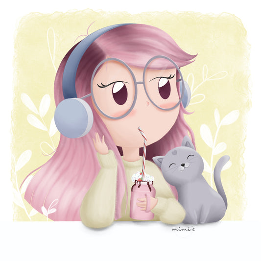 Lámina ilustrada Babycatface - Print